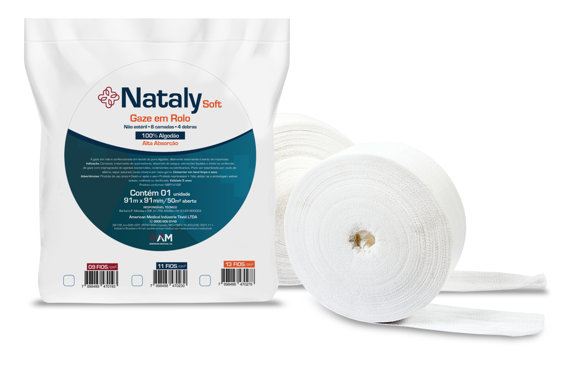 GAZE EM ROLO TIPO QUEIJO 91X91 PREMIUM NATALY 